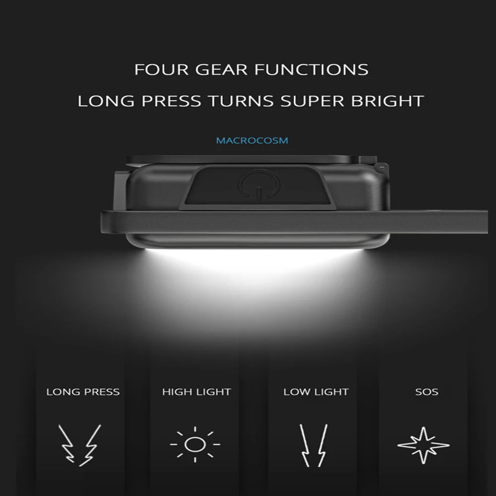 Mini COB Keychain Work Light – 800 Lumen Rechargeable 4-Mode Flashlight with Magnet & Bottle Opener