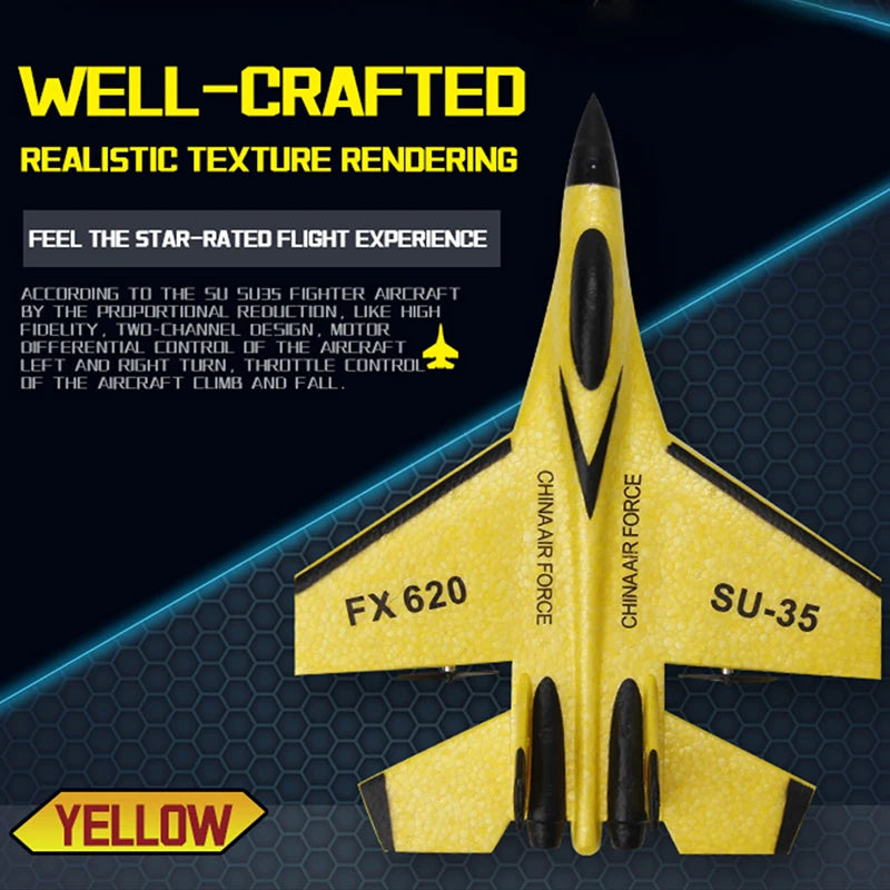 SU-35 FX620 Ready-to-Fly RC Fighter Jet – 2.4G 2CH EPP Foam Glider with LED Lights