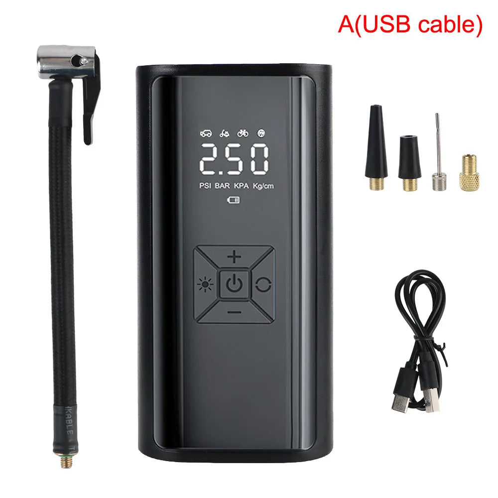 150PSI Wireless LED Digital Tire Inflator – Cordless Air Compressor with Power Bank & SOS Light