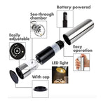 Electric Salt & Pepper Grinder Set – Stainless Steel One-Hand Automatic Mills with LED Light